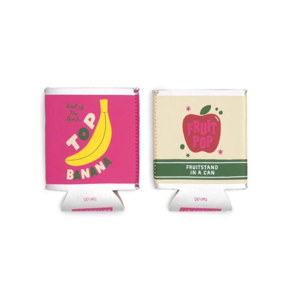 2x Ban.do Top Banana Too Chill to Spill Drink Sleeves Koozie Fruit Pop Apple - Picture 1 of 3